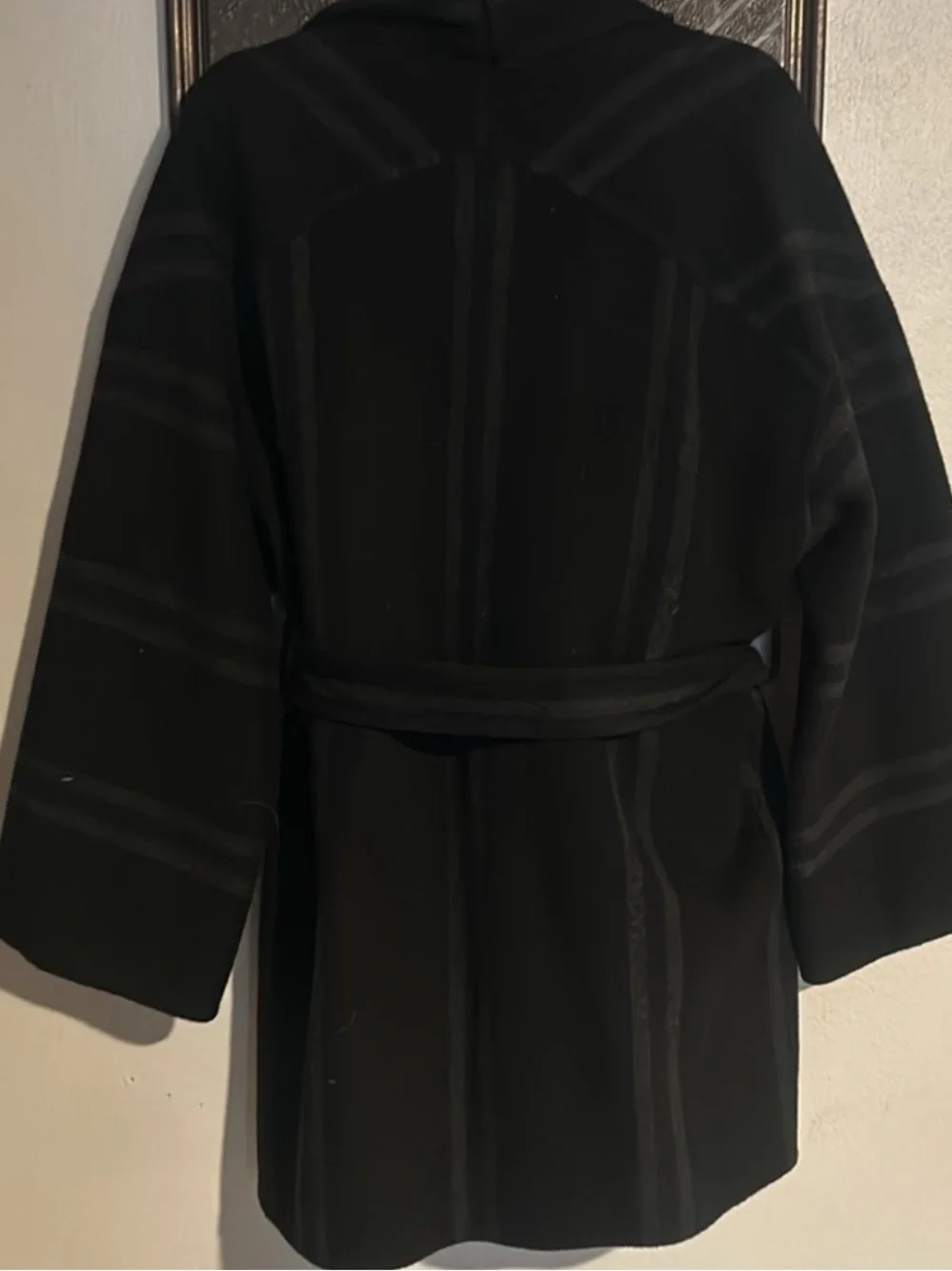 Vince Black Belted Drape Front Jacket Coat XL Elegant and Chic! - Picture 2 of 6